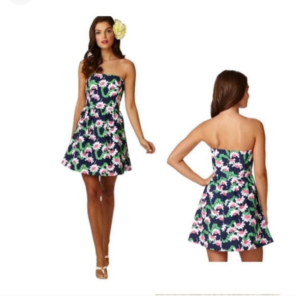 Lilly Pulitzer Floral Strapless Dress Size 0 - Picture 3 of 7
